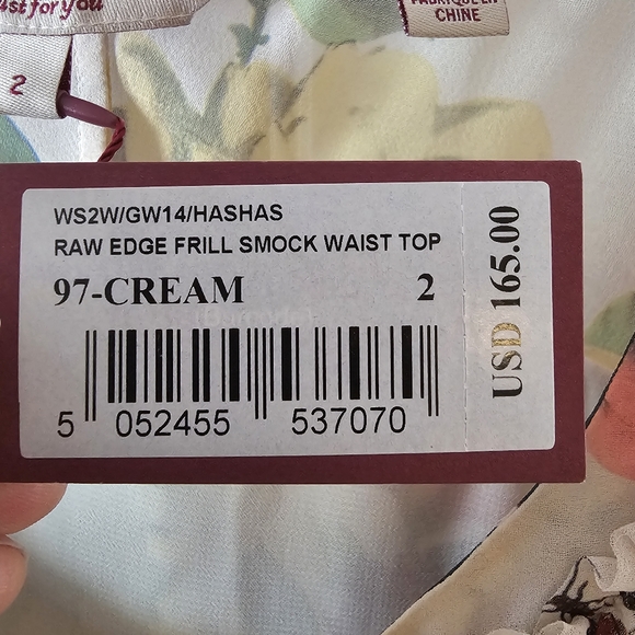 TED BAKER RAW EDGDE FRILL SMOCK TOP SZ 2 NWT - Picture 4 of 5